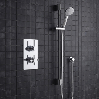 Delphi Slimline Chrome Multi-Function Slider Rail Shower Kit (inc Outlet Elbow) | Product Image