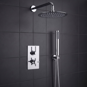 Delphi Axiom Lever Chrome Dual Concealed Shower Set with Large Drencher Head and Handset | Product Image