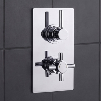 Delphi Axiom Lever Chrome Dual Concealed Shower Set with Large Drencher Head and Handset | Product Image