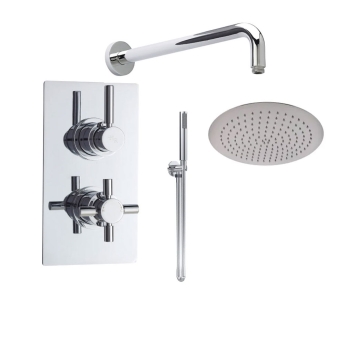 Delphi Axiom Lever Chrome Dual Concealed Shower Set with Large Drencher Head and Handset | Product Image