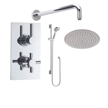 Delphi Axiom Lever Chrome Dual Concealed Shower Set with Large Drencher Head and Slide Rail Kit | Product Image