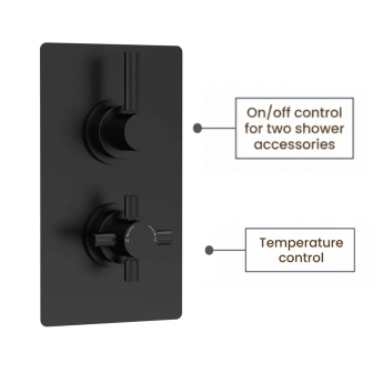 Delphi Axiom Lever Matt Black Dual Concealed Shower Set with Fixed Head and Handset | Product Image