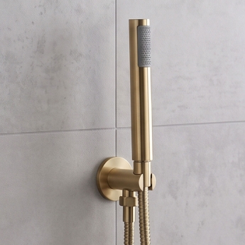 Delphi Axiom Lever Brushed Brass Dual Concealed Shower Set with Fixed Head and Handset | Product Image