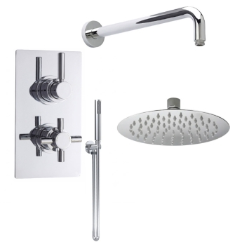 Delphi Axiom Lever Chrome Dual Concealed Shower Set with Fixed Head and Handset | Product Image