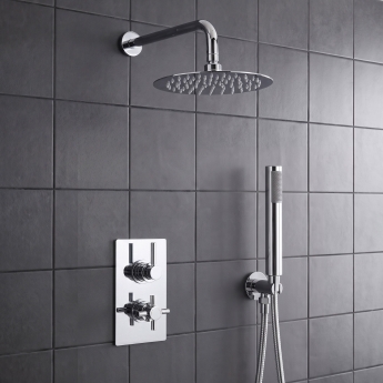 Delphi Axiom Lever Chrome Dual Concealed Shower Set with Fixed Head and Handset | Product Image