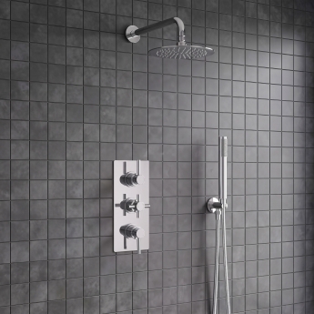 Delphi Axiom Lever Chrome Triple Concealed Shower Set with Large Drencher Head and Handset | Product Image