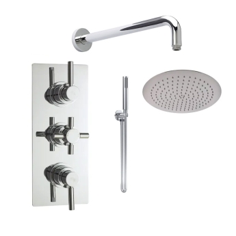 Delphi Axiom Lever Chrome Triple Concealed Shower Set with Large Drencher Head and Handset | Product Image