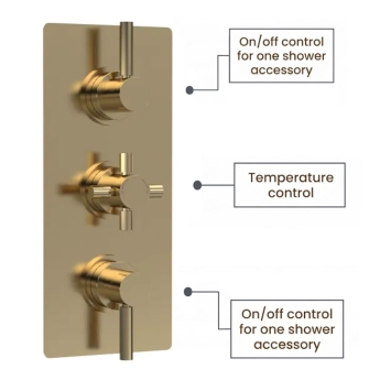 Delphi Axiom Lever Brushed Brass Triple Concealed Shower Set with Fixed Head and Handset | Product Image