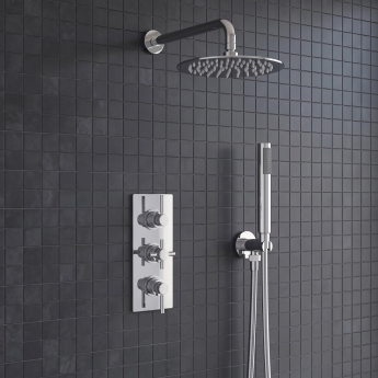 Delphi Axiom Lever Chrome Triple Concealed Shower Set with Fixed Head and Handset | Product Image