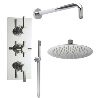 Delphi Axiom Lever Chrome Triple Concealed Shower Set with Fixed Head and Handset | Product Image