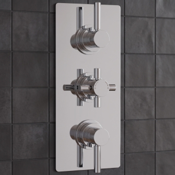 Delphi Axiom Lever Chrome Triple Concealed Shower Set with Large Drencher Head and Handset | Product Image