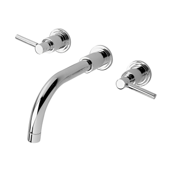 Delphi Axiom Dual Lever Chrome 3-Hole Wall Mounted Basin Mixer Tap | Product Image