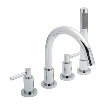 Delphi Axiom Dual Lever Chrome 4-Hole Deck Mounted Bath Shower Mixer Tap (inc Kit) | Product Image
