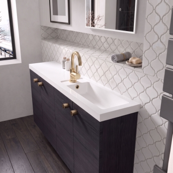 Delphi Axiom Lever Brushed Brass Side Lever Mono Basin Mixer Tap (inc Press Top Waste) | Product Image
