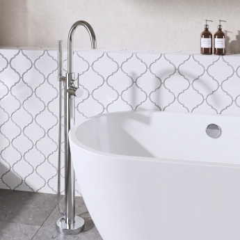 Delphi Axiom Lever Chrome Floor Standing Bath Shower Mixer Tap (inc Kit) | Product Image