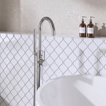 Delphi Axiom Lever Chrome Floor Standing Bath Shower Mixer Tap (inc Kit) | Product Image