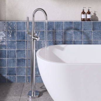 Delphi Axiom Lever Chrome Floor Standing Thermostatic Bath Shower Mixer Tap (inc Kit) | Product Image