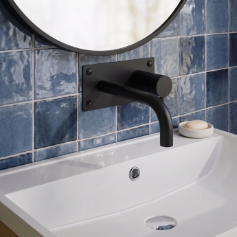 Delphi Axiom Lever Matt Black Wall Mounted Basin/Bath Filler Tap | Product Image