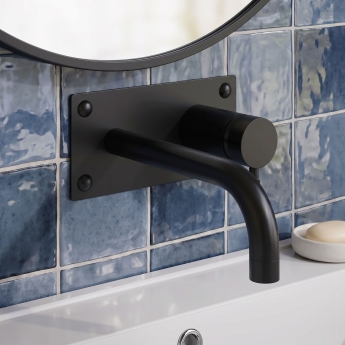 Delphi Axiom Lever Matt Black Wall Mounted Basin/Bath Filler Tap | Product Image