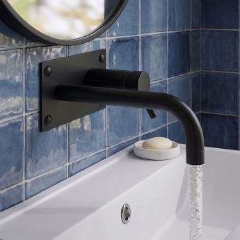 Delphi Axiom Lever Matt Black Wall Mounted Basin/Bath Filler Tap | Product Image