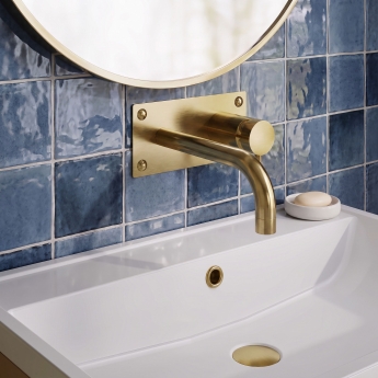 Delphi Axiom Lever Brushed Brass Wall Mounted Basin/Bath Filler Tap | Product Image