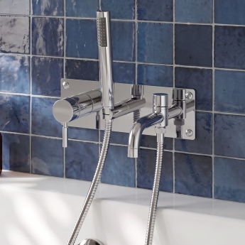 Delphi Axiom Lever Chrome Wall Mounted Bath Shower Mixer Tap (inc Kit) | Product Image
