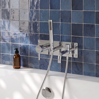 Delphi Axiom Lever Chrome Wall Mounted Bath Shower Mixer Tap (inc Kit) | Product Image