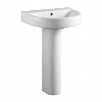 Delphi Bayeux2 Basin and Full Pedestal 560mm Wide - 1 Tap Hole