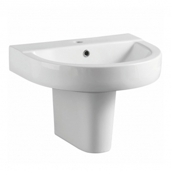 Delphi Bayeux2 Basin and Semi Pedestal 500mm Wide - 1 Tap Hole