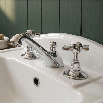 Delphi Belgravia Chrome 3-Hole Basin Mixer Tap with Pop-Up Waste | Product Image