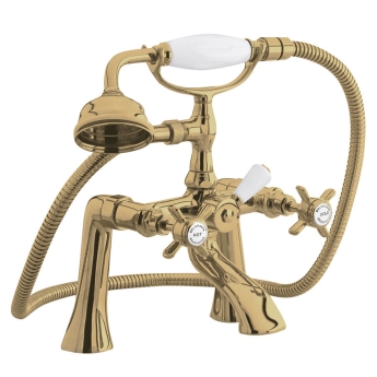 Delphi Belgravia Brushed Brass Pillar Mounted Bath Shower Mixer Tap | Product Image