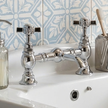 Delphi Belgravia Chrome Luxury Bridge 2-Hole Basin Mixer Tap | Product Image