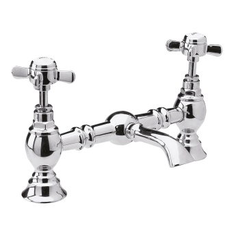 Delphi Belgravia Chrome Luxury Bridge 2-Hole Basin Mixer Tap | Product Image