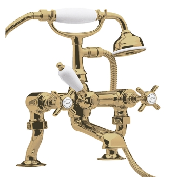 Delphi Belgravia Brushed Brass Luxury Cranked Bath Shower Mixer Tap | Product Image
