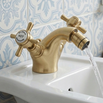 Delphi Belgravia Brushed Brass Luxury Mono Bidet Mixer Tap with Pop-Up Waste | Product Image