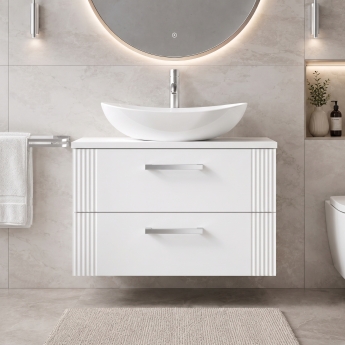 Delphi Bentley 800mm 2-Drawer Wall Hung Countertop Vanity Unit | Product Image