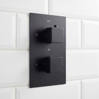 Delphi Bramwell Thermostatic Dual Concealed Mixer Shower with Fixed Shower Head - Black | Product Image