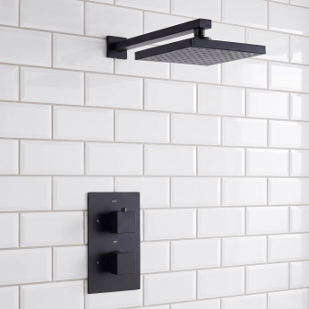 Delphi Bramwell Thermostatic Dual Concealed Mixer Shower with Fixed Shower Head - Black | Product Image