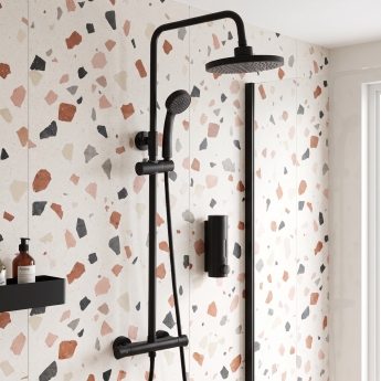 Delphi Bratton 2 Thermostatic Bar Mixer Shower with Fixed Head and Shower Kit - Black | Product Image