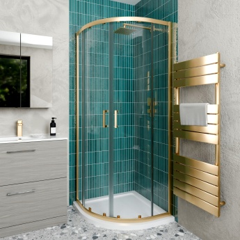 Delphi Calibre Brushed Brass 6mm Quadrant Shower Enclosure (1900mm High) | Product Image