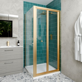 Delphi Calibre Brushed Brass 4mm Bi-Fold Door Shower Enclosure | Product Image