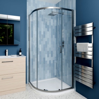Delphi Calibre Brushed Pewter 6mm 1-Door Quadrant Shower Enclosure 900mm x 900mm | Product Image