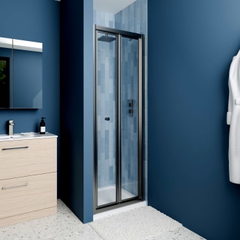 Delphi Calibre Brushed Pewter 4mm Bi-Fold Shower Door 700mm Wide | Product Image