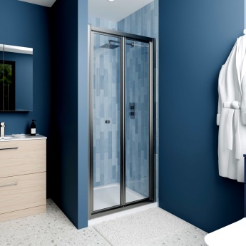 Delphi Calibre Brushed Pewter 4mm Bi-Fold Shower Door (1900mm High) | Product Image