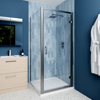 Delphi Calibre Brushed Pewter 6mm Hinged Door Shower Enclosure | Product Image