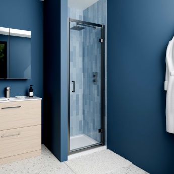 Delphi Calibre Brushed Pewter 6mm Hinged Shower Door 700mm Wide | Product Image