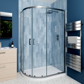 Delphi Calibre Brushed Pewter 6mm Offset Quadrant Shower Enclosure | Product Image
