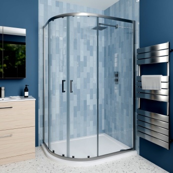 Delphi Calibre Brushed Pewter 6mm Offset Quadrant Shower Enclosure 1200mm x 900mm | Product Image