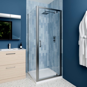Delphi Calibre Brushed Pewter 6mm Pivot Door Shower Enclosure | Product Image