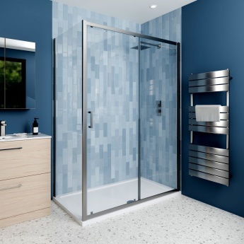Delphi Calibre Brushed Pewter 6mm Sliding Shower Door (1900mm High) | Product Image